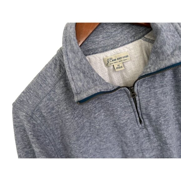 J.CREW Knit Goods 1/4 Zip Pullover Sweater Cotton Heather Gray/Blue Size Med - Picture 4 of 9